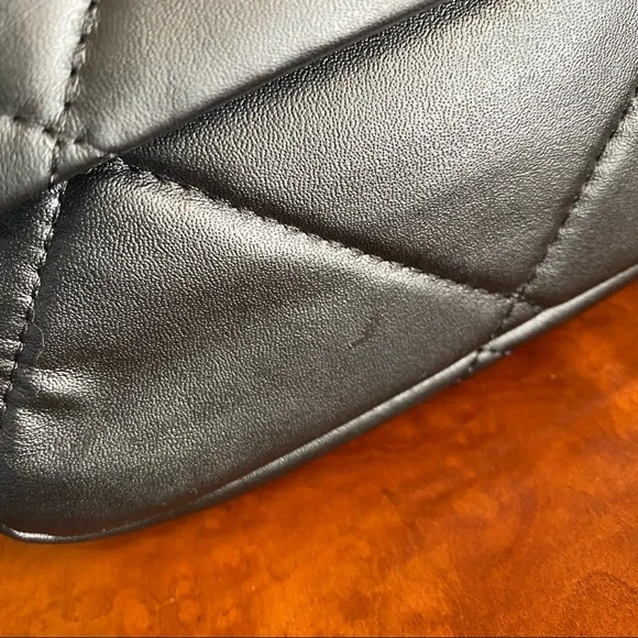 *READ Black Leather Flap Ombre Quilted Chain Crossbody Top Handle Purse Bag S4 - Picture 3 of 10